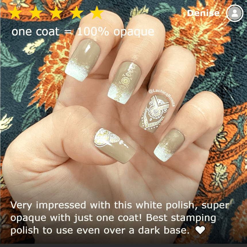 Essentials Primary Collection: Bam! White (B170) Classic White Stamping Polish