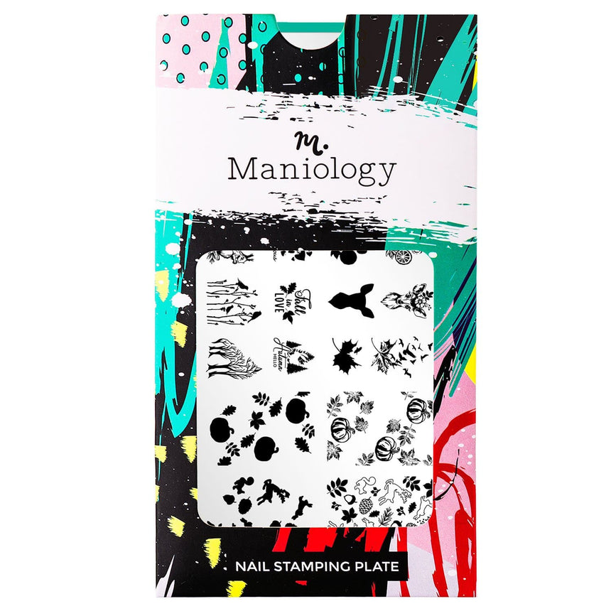 A nail stamping plate with a warm mug and some furry friends that are piled with a layered full nail and accent designs.