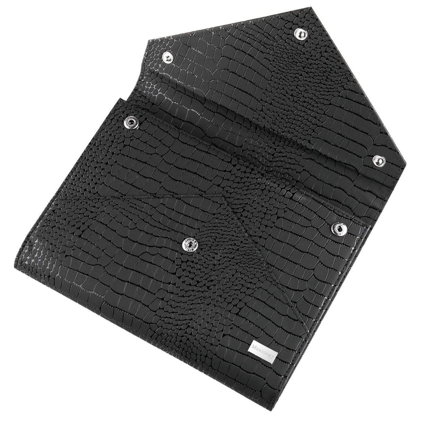 Faux Leather Envelope Style XL Nail Stamping Plate Organizer Case-Black Croc inspired by the structural lines of a clutch with (48) slots.