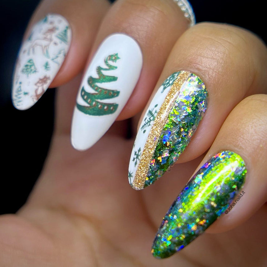 Flashy (NA037) - Green Iridescent Flakies