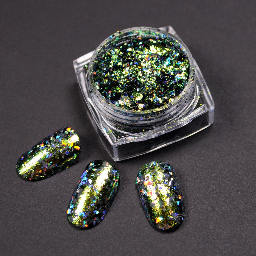 Flashy (NA037) - Green Iridescent Flakies