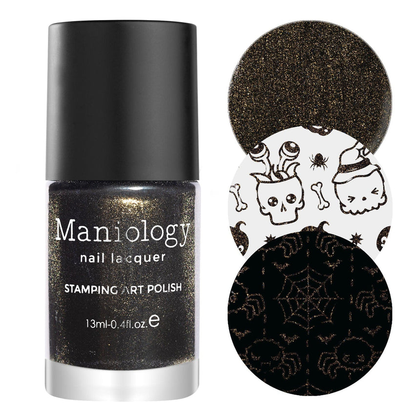 Ghoul Pal (B449) - Black Shimmer Stamping Polish