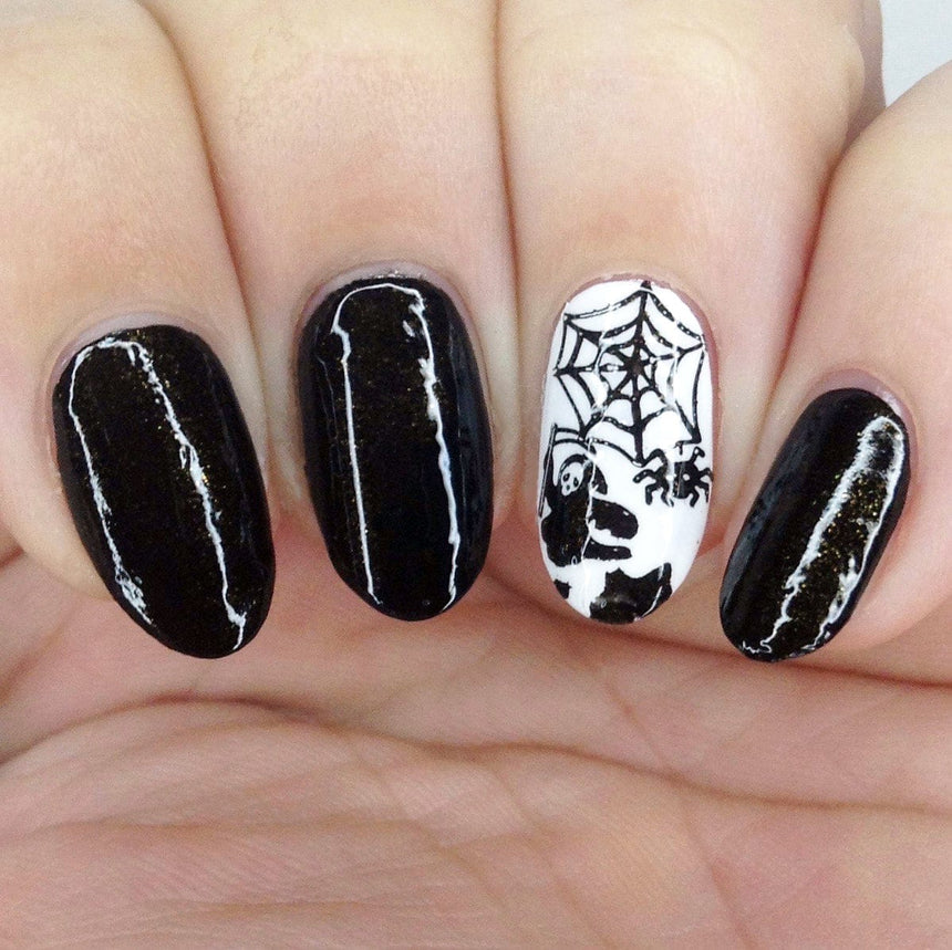 Ghoul Pal (B449) - Black Shimmer Stamping Polish