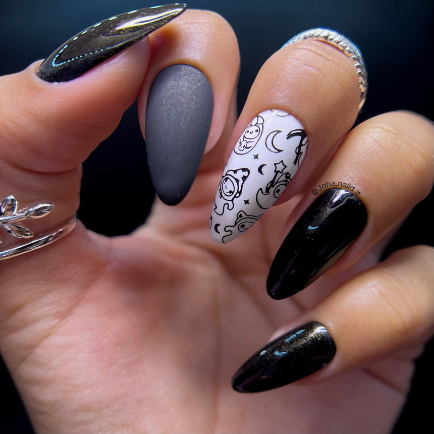 Ghoul Pal (B449) - Black Shimmer Stamping Polish