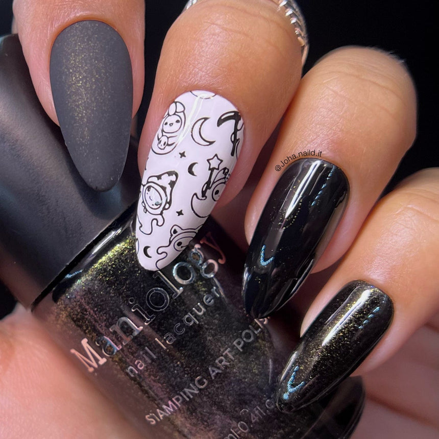 Ghoul Pal (B449) - Black Shimmer Stamping Polish