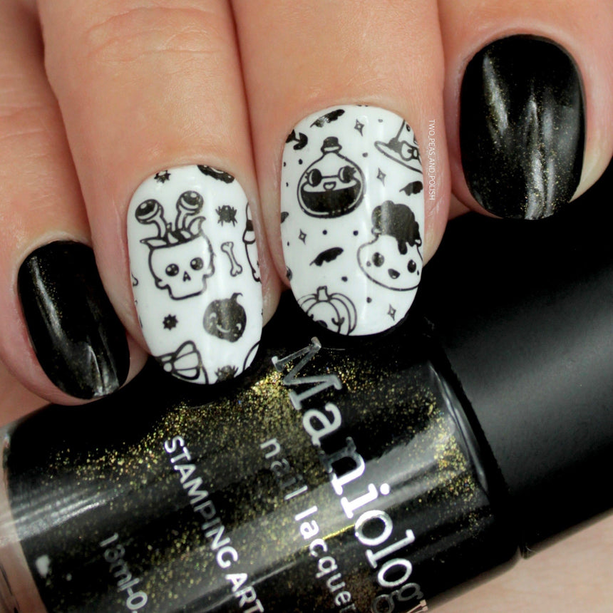 Ghoul Pal (B449) - Black Shimmer Stamping Polish