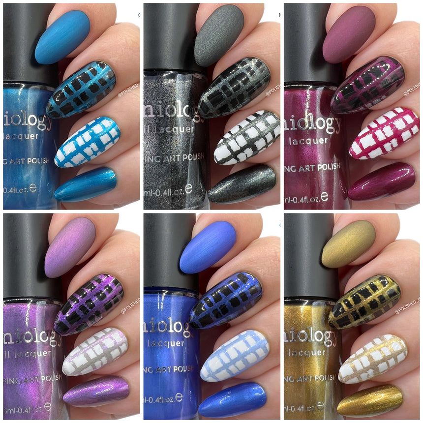 Grimm's Nightfall: 6-Piece Duochrome & Metallic Stamping Polish Set