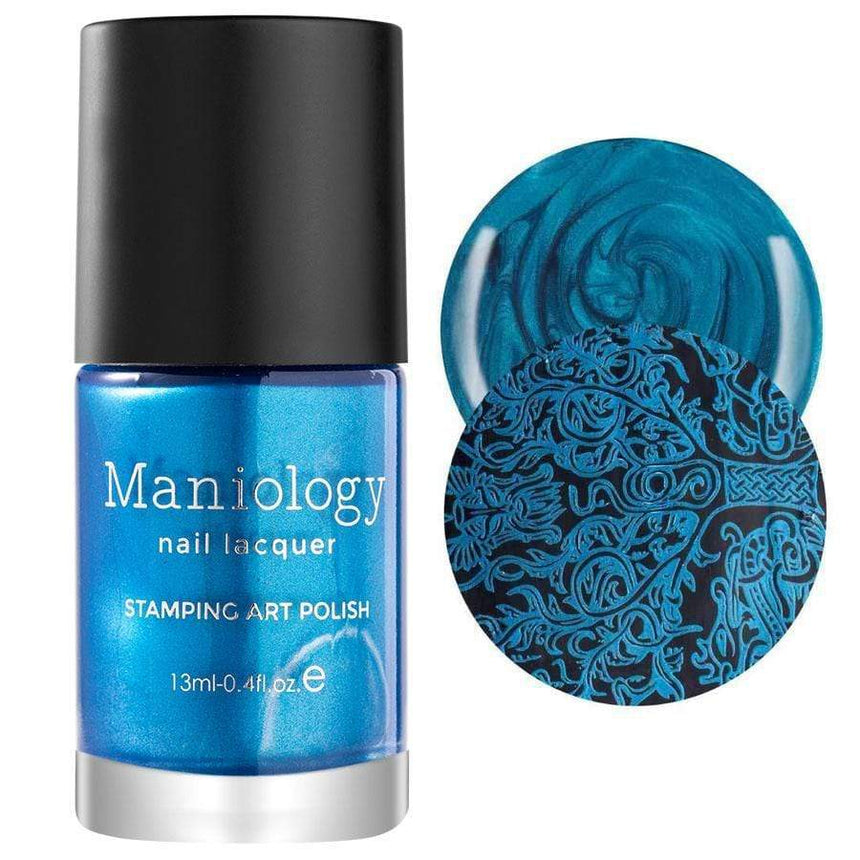 A Blue Duochrome Stamping Polish from Grimm's Nightfall Collection: Glass Slipper by Maniology.