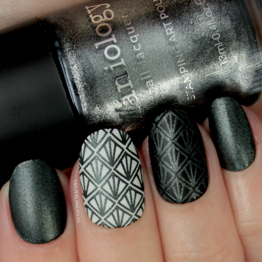 Grimm's Nightfall: Mirror, Mirror (B220)- Smoky Black Metallic Stamping Polish