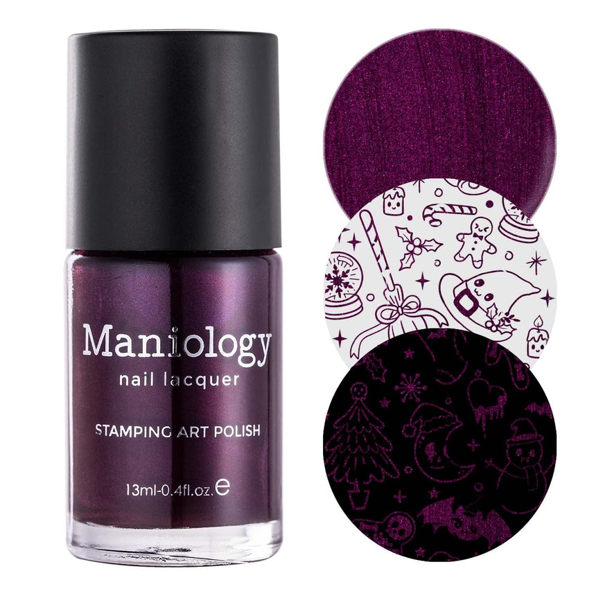 Hail Santa (B450) - Pearl Dark Plum Red Stamping Polish