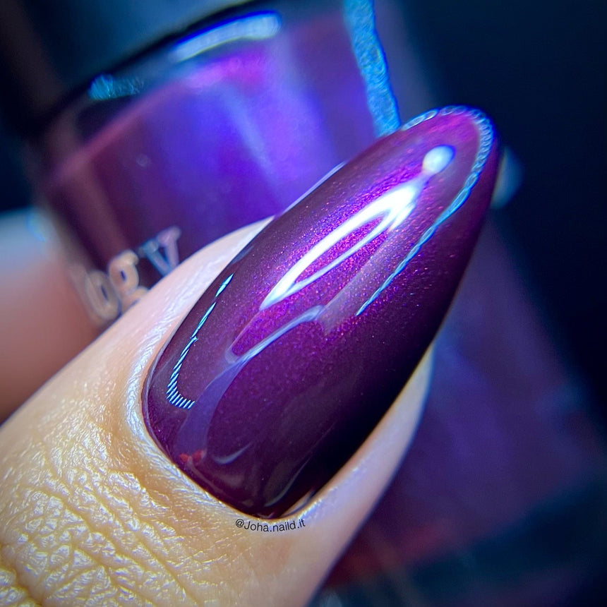 Hail Santa (B450) - Pearl Dark Plum Red Stamping Polish