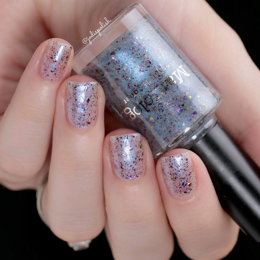 Harvest Moon: Mist (P120) - Sheer Light Blue w/ Purple Gold Iridescent Flakies Nail Polish