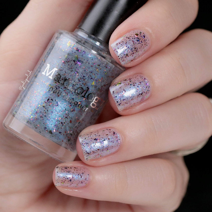 Harvest Moon: Mist (P120) - Sheer Light Blue w/ Purple Gold Iridescent Flakies Nail Polish