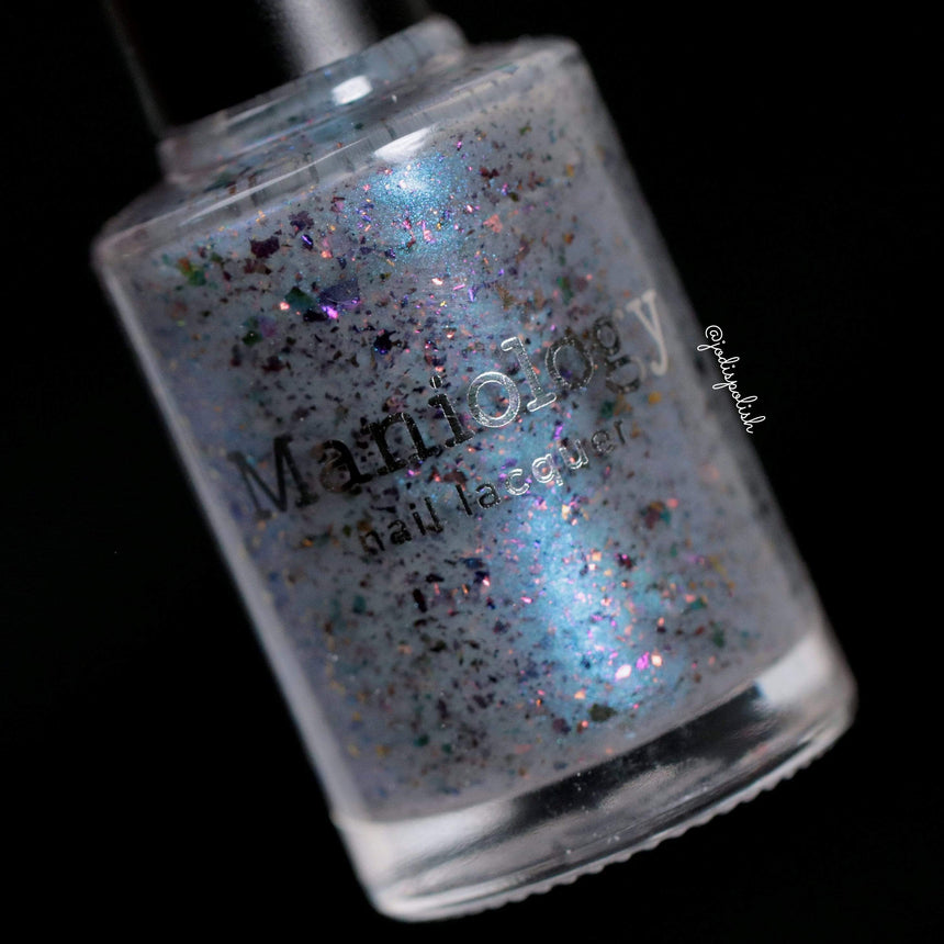 Harvest Moon: Mist (P120) - Sheer Light Blue w/ Purple Gold Iridescent Flakies Nail Polish