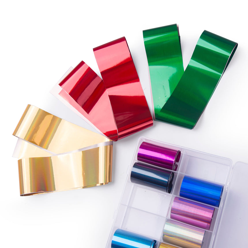 10pc Linear Holographic Nail Art Foil Sheets Set