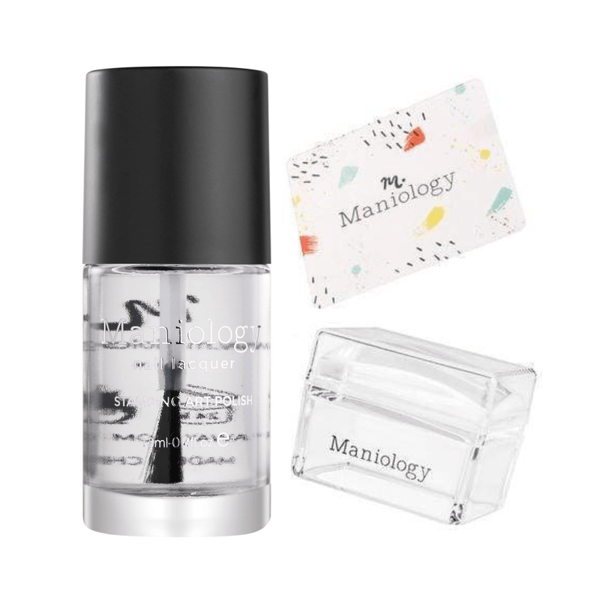 Ice Cube Clear Rectangular Stamper w/ Scraper Card & Smudge Free Top Coat