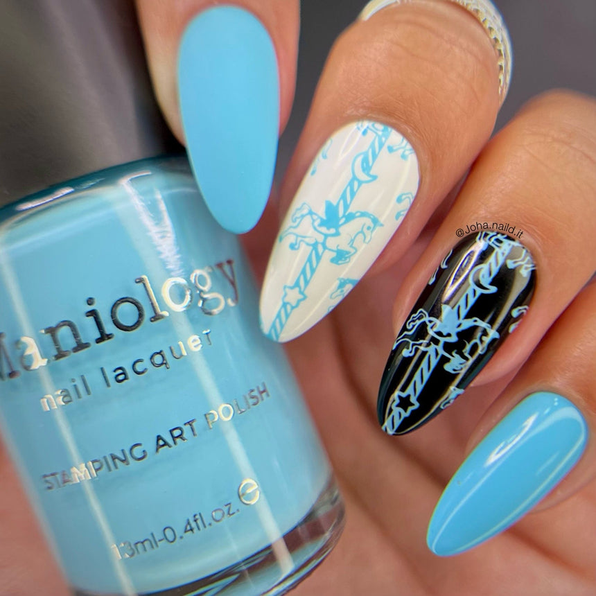 Blue Ribbon (B455) - Cream Blue Stamping Polish