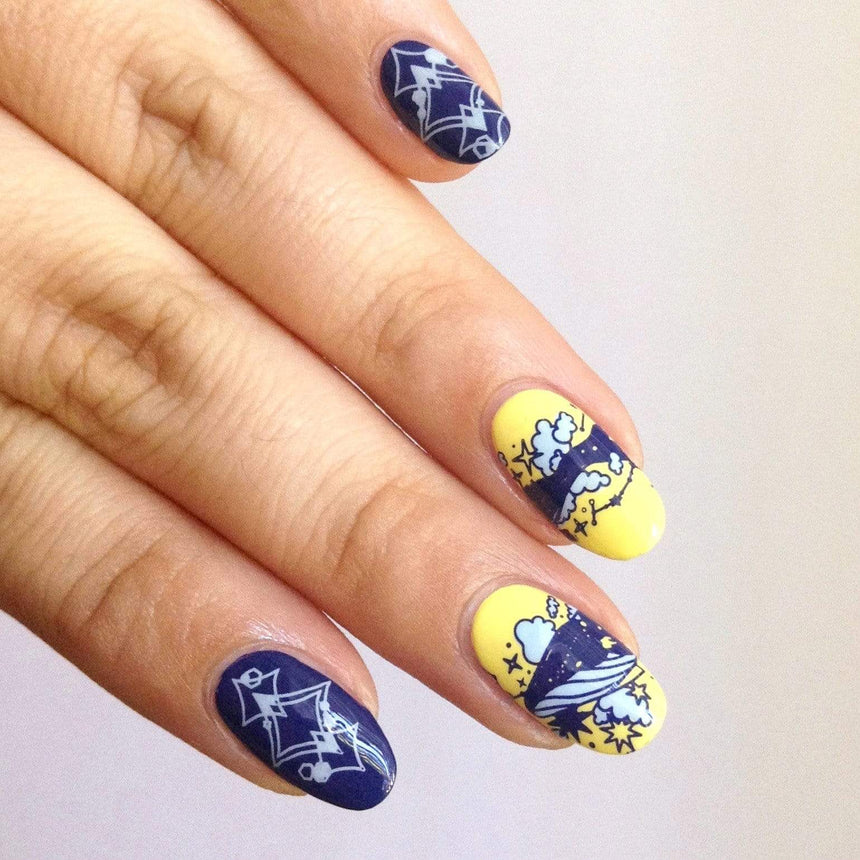 Shibori (B265) - Navy Blue Cream Stamping Polish