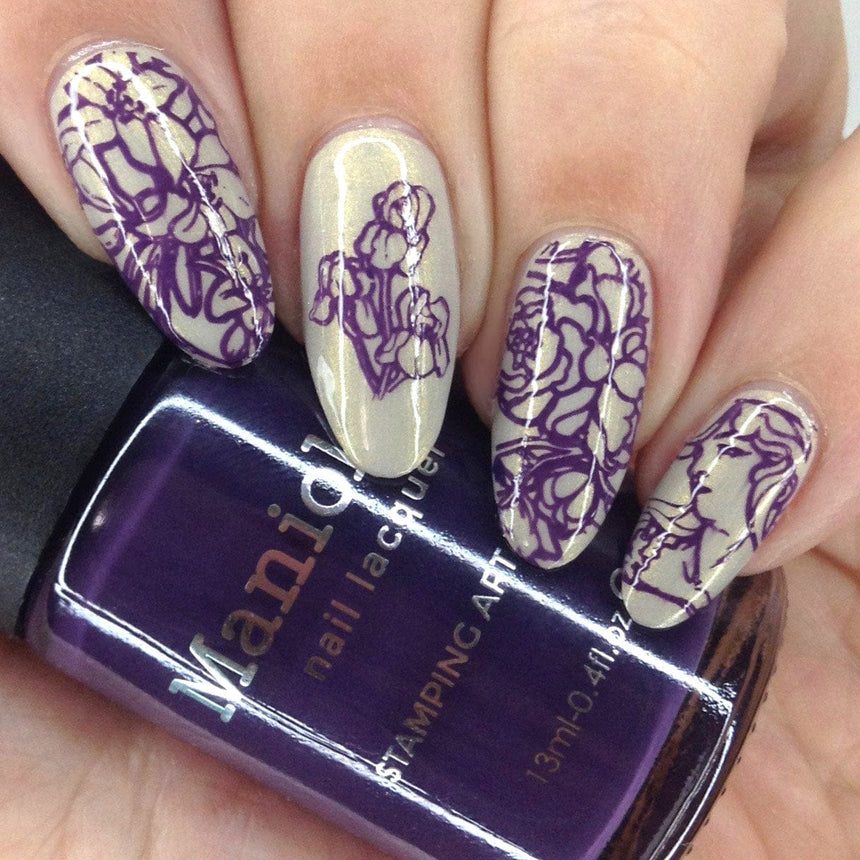 Baroque (B421) - Cream Purple Stamping Polish