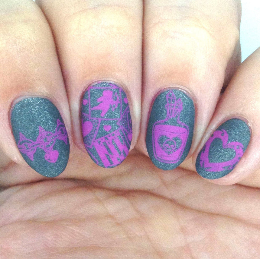 Spikes (B464) - Metallic Dark Gray Stamping Polish