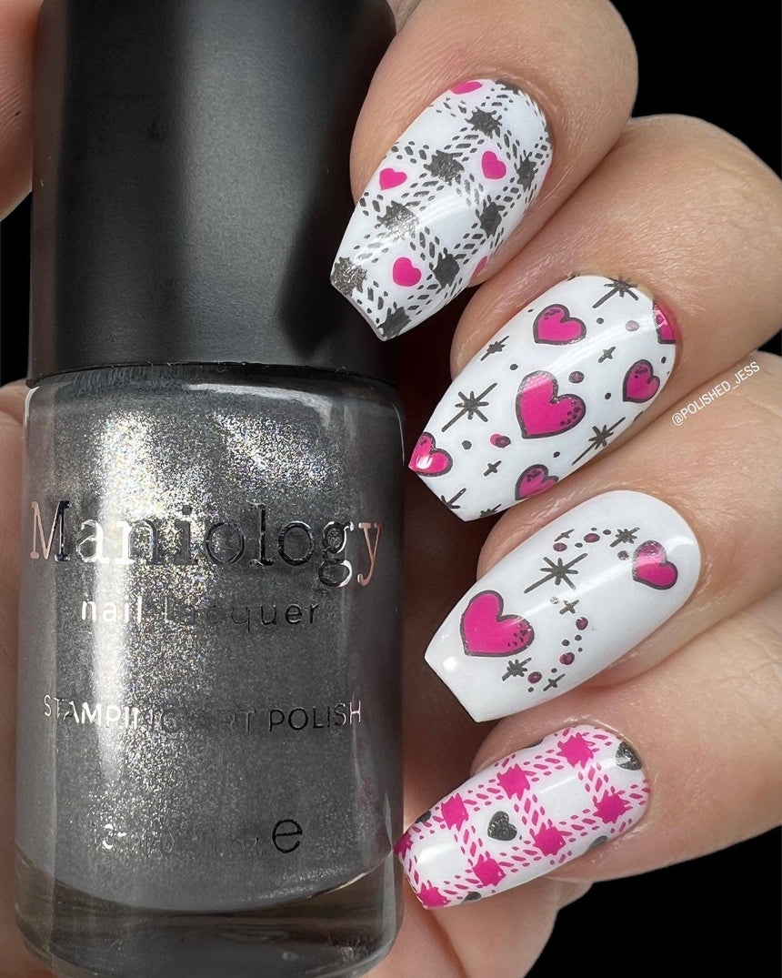 Spikes (B464) - Metallic Dark Gray Stamping Polish