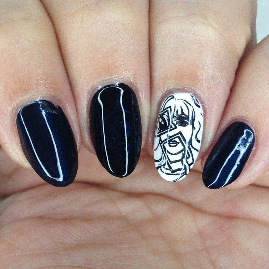 Cosmos (B433) - Pearl Navy Blue Stamping Polish