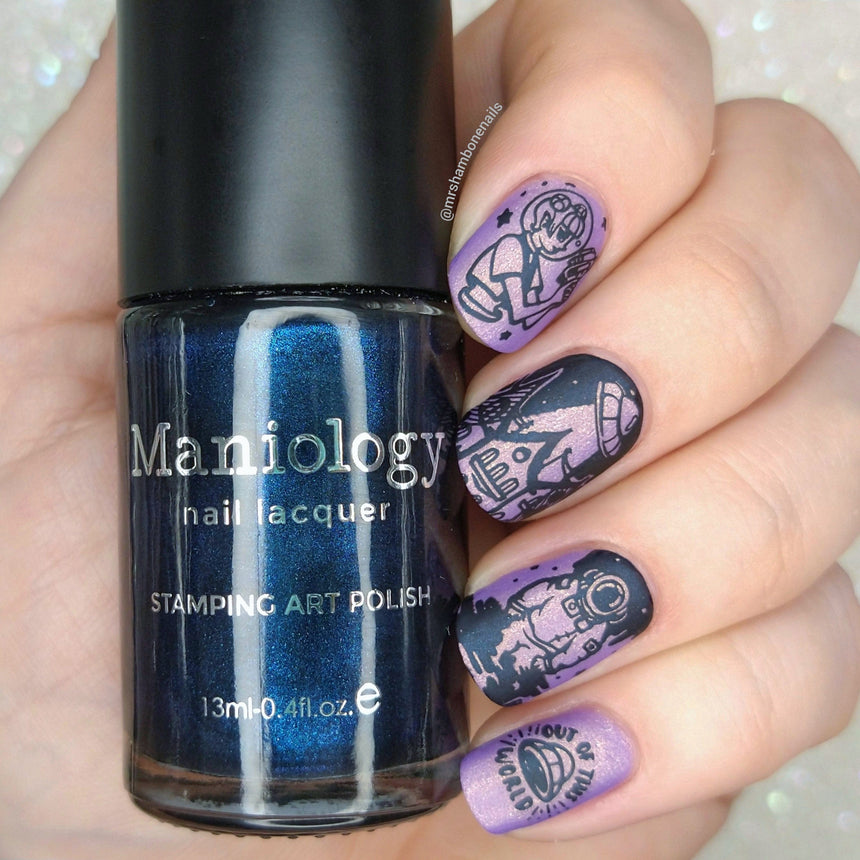 Cosmos (B433) - Pearl Navy Blue Stamping Polish