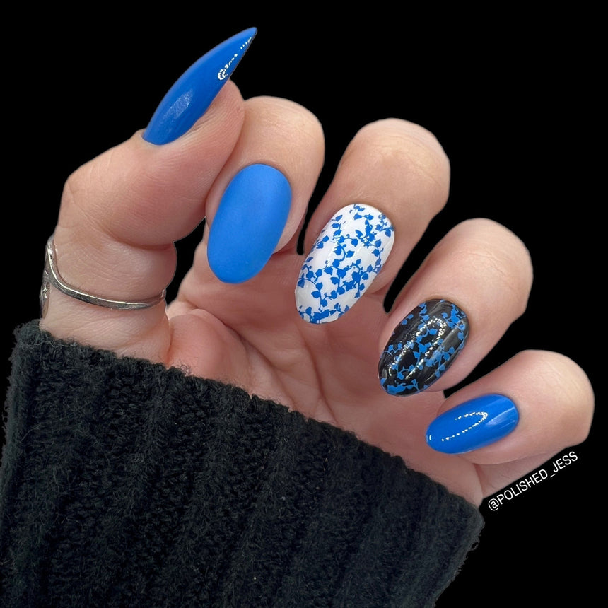 Alice (B468) - Cream Blue Stamping Polish