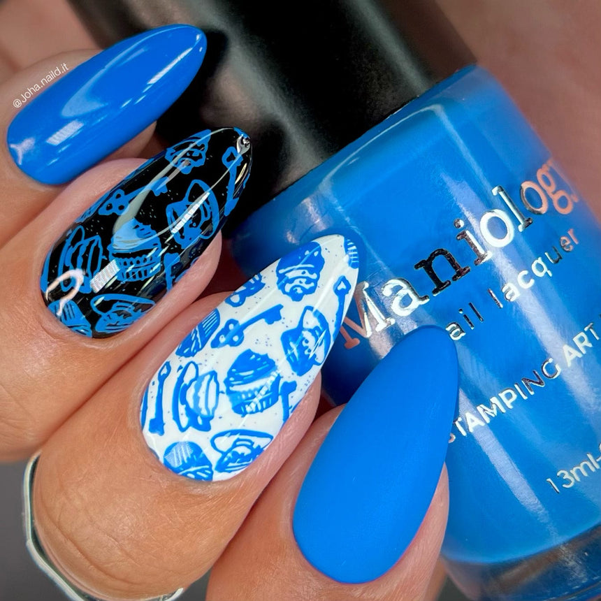 Alice (B468) - Cream Blue Stamping Polish