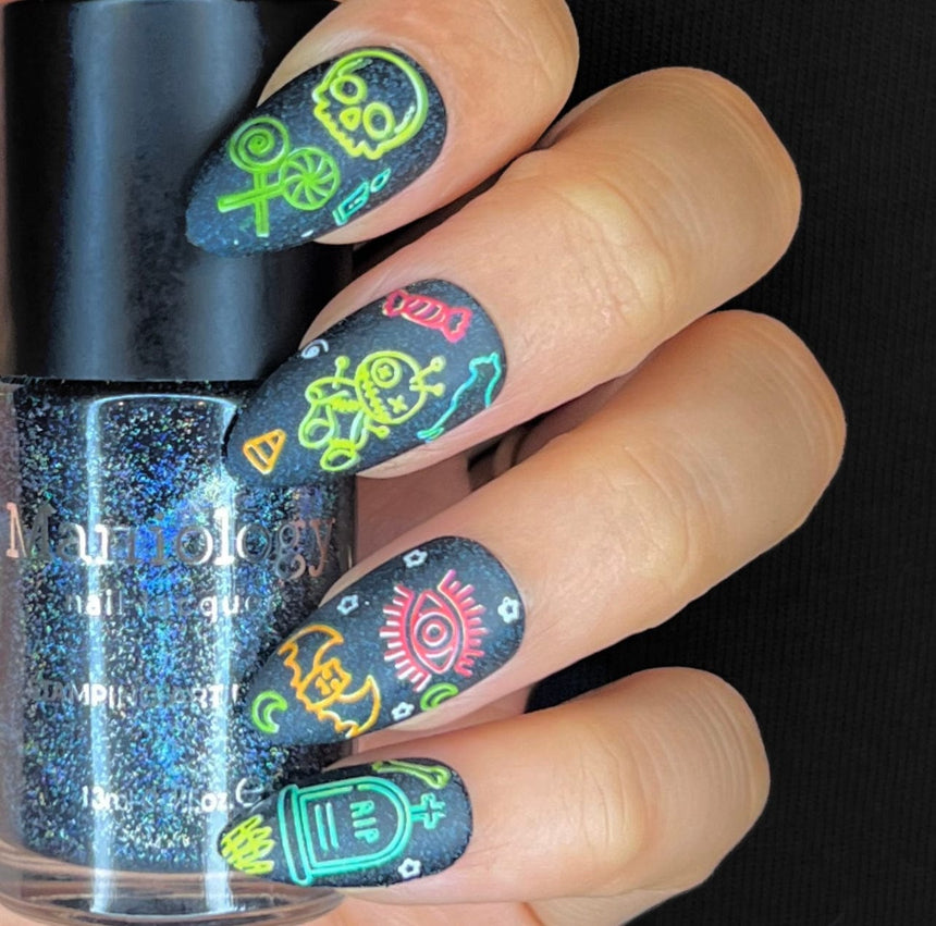 Flicker (B447) - Dark Teal Stamping Polish with Holographic Glitters