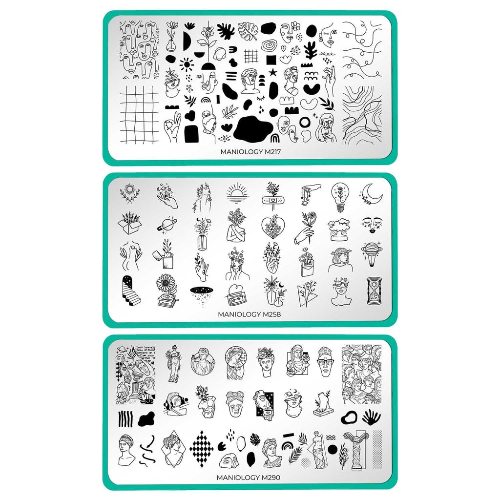 Set of 3 Modern Abstract Nail Stamping Plates | Maniology