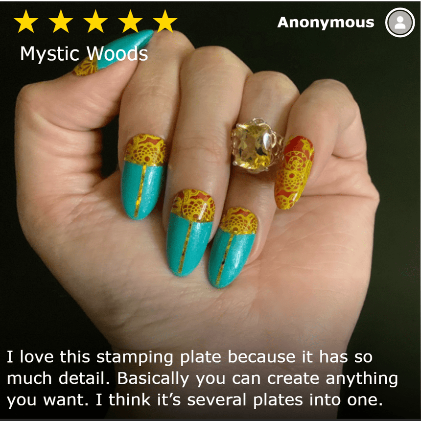 Mystic Woods: Do You See Me?/Mucho Mushrooms (m129) - Nail Stamping Plate