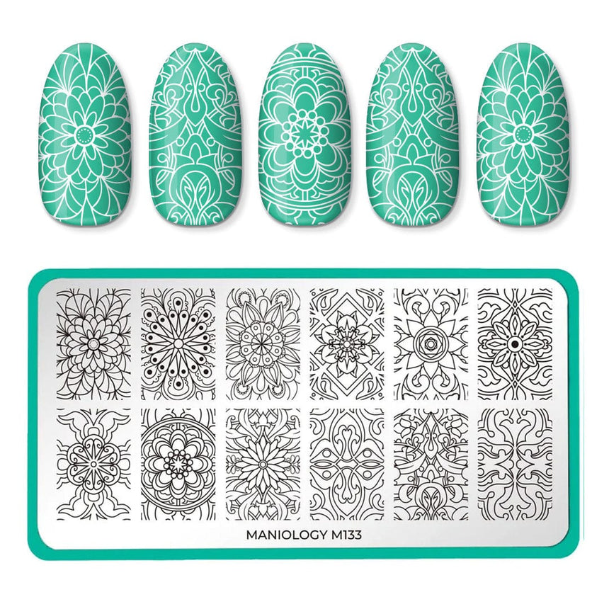 Mystic Woods: Earthly Medallions/Nature's Kaleidescope (m133) - Nail Stamping Plate