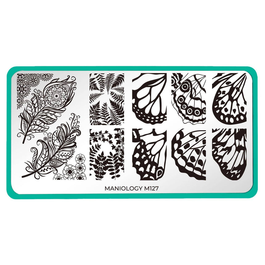 Mystic Woods: Leafy Feathers/Butterfly Wings (m127) - Nail Stamping Plate