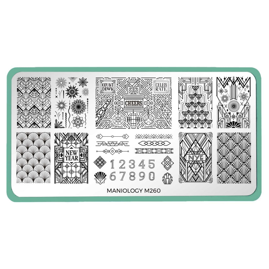New Year: Art Deco (m260) - Nail Stamping Plate