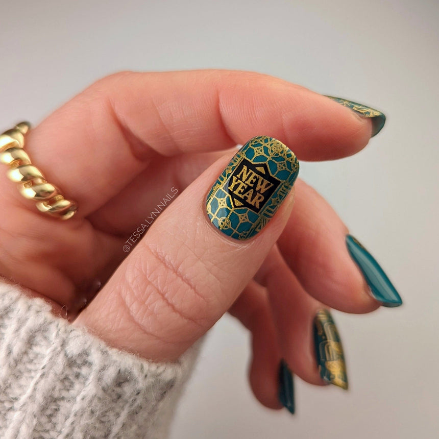 New Year: Art Deco (m260) - Nail Stamping Plate