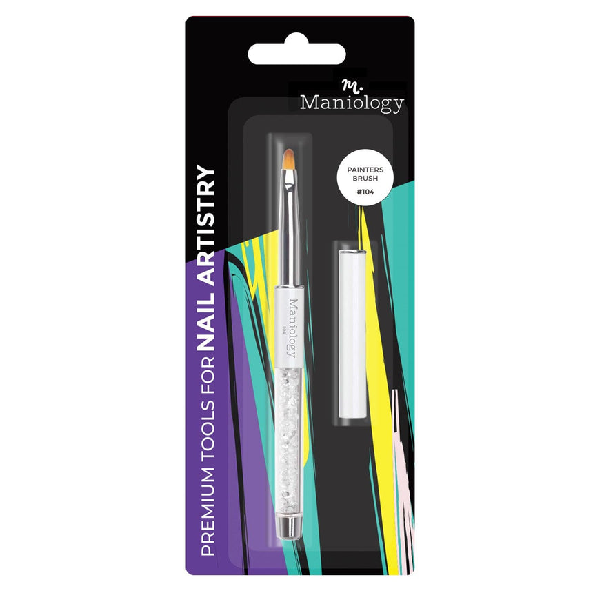 A Premium Nail Art Manicure Brush Line Painters Brush #104 that works incredibly well with gels, acrylic paints and polishes and comes with a protective cap.