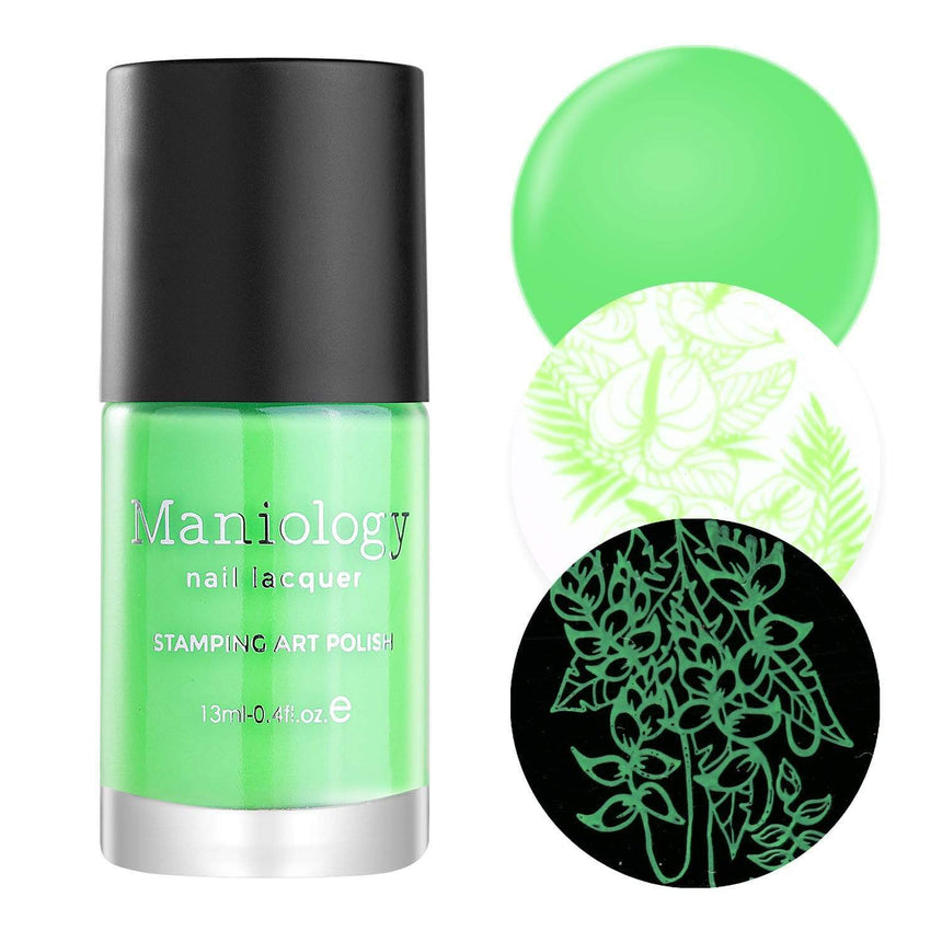 A Neon Green Stamping Polish from School's Out collection Food Fight (B287).