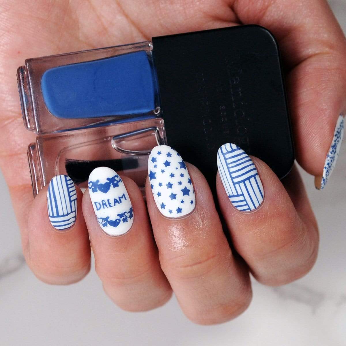 Simply Classic Nail Stamping Starter Kit with Blue Polish