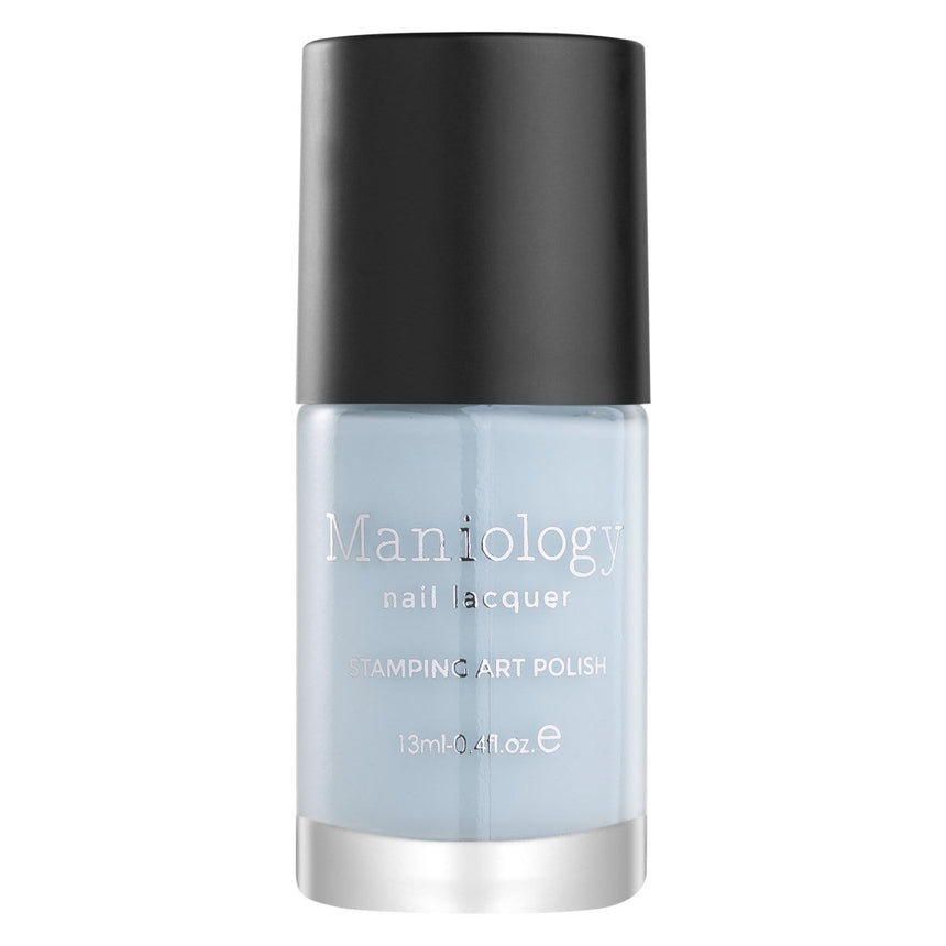 A delicate creamy periwinkle Light Blue Stamping Polish inspired by Snowflake Waltz holiday collection Doll Dance by Maniology.