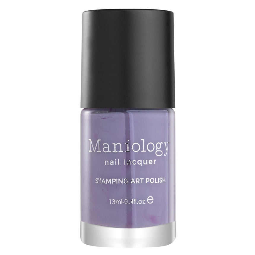 A Mauve Cream Stamping Polish with subtle gray undertones inspired by Snowflake Waltz holiday collection Marzipan by Maniology.