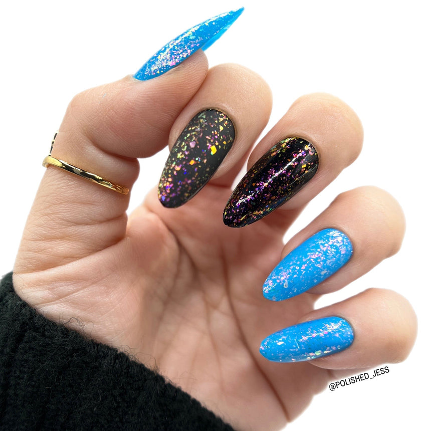 Songbird: Blue Jay (P145) - Blue Jelly Flakies Topper Nail Polish
