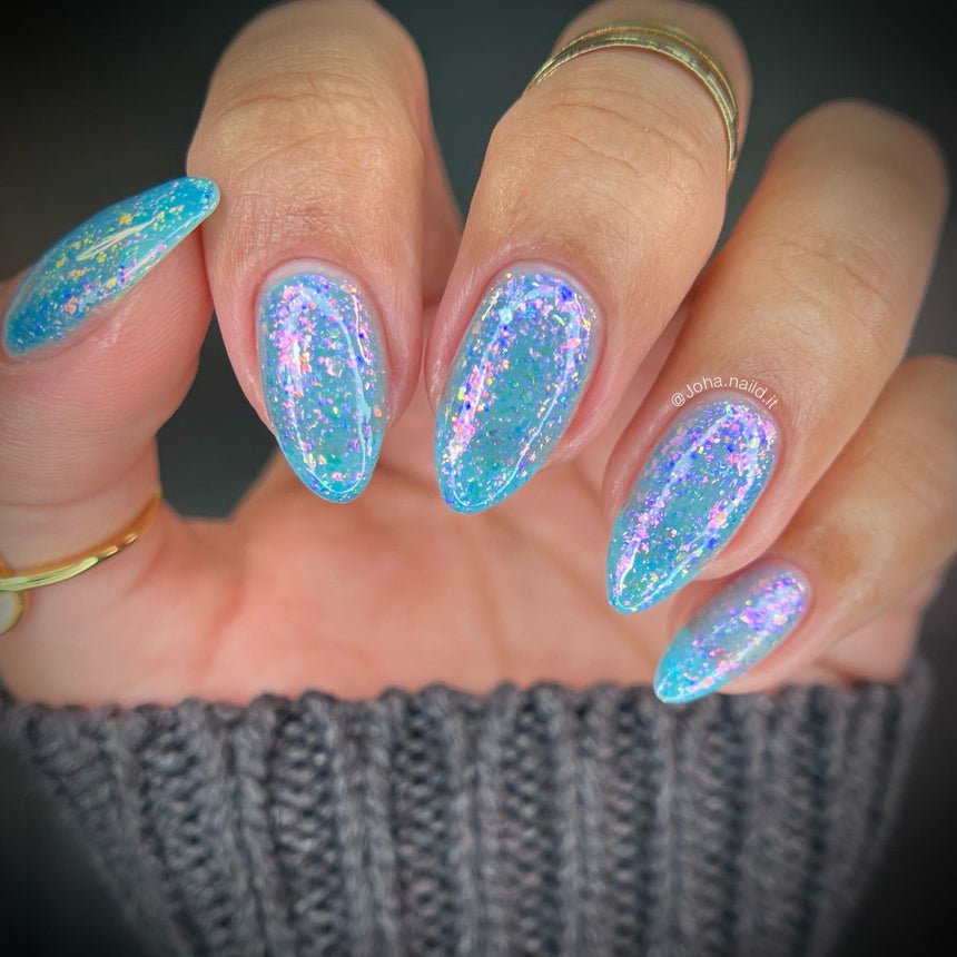 Songbird: Blue Jay (P145) - Blue Jelly Flakies Topper Nail Polish