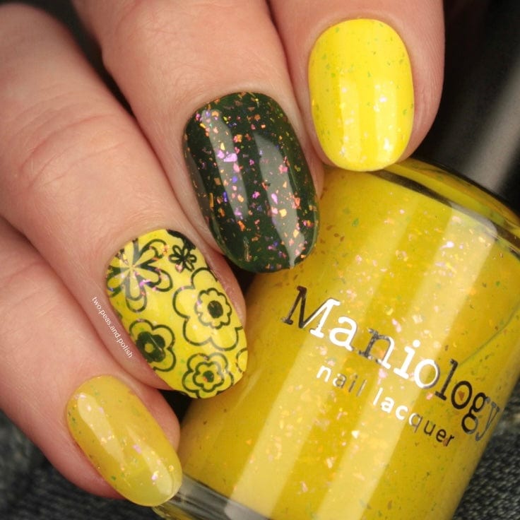 Songbird: Yellow Canary (P144) - Yellow Jelly Flakies Topper Nail Polish