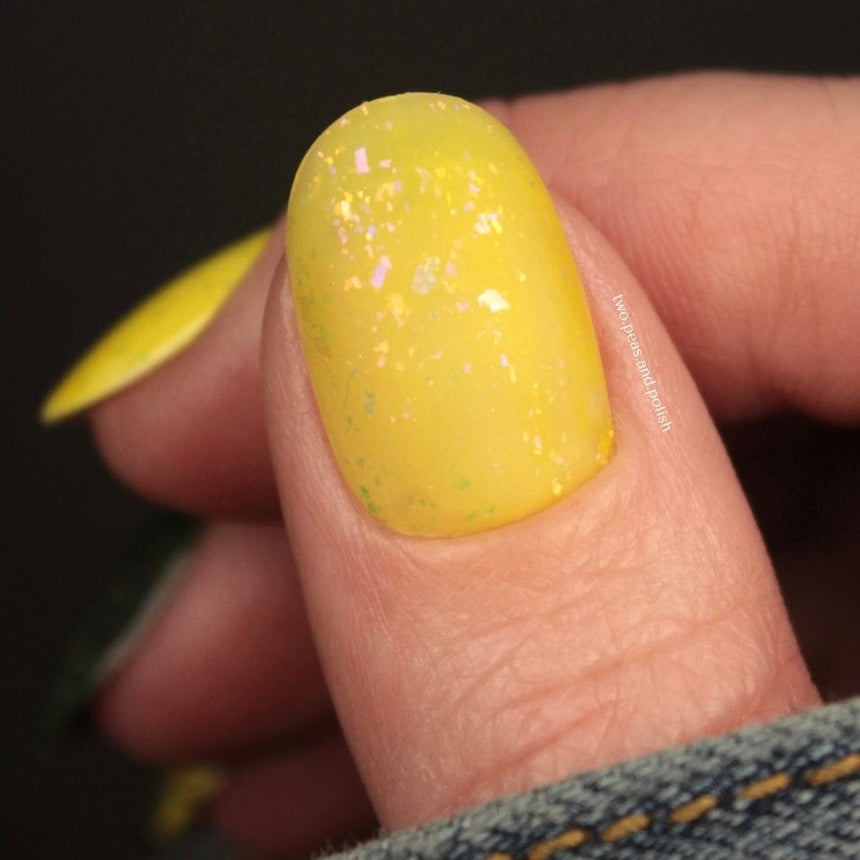 Songbird: Yellow Canary (P144) - Yellow Jelly Flakies Topper Nail Polish