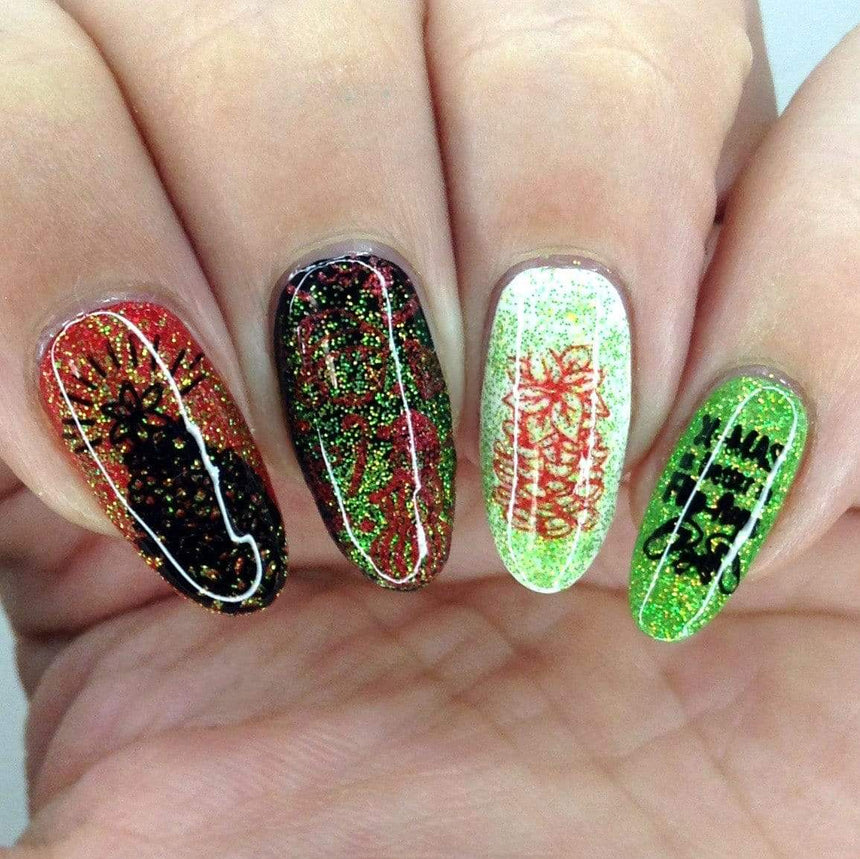 Sparkling Palms (NA035) - Green Nail Glitter