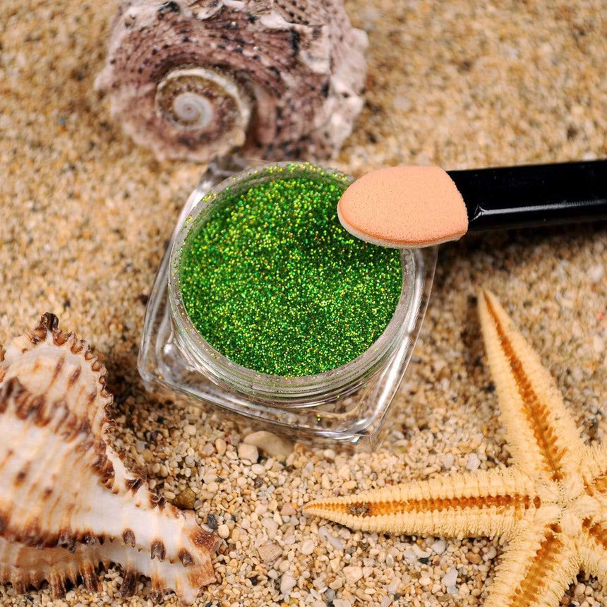 Sparkling Palms (NA035) - Green Nail Glitter