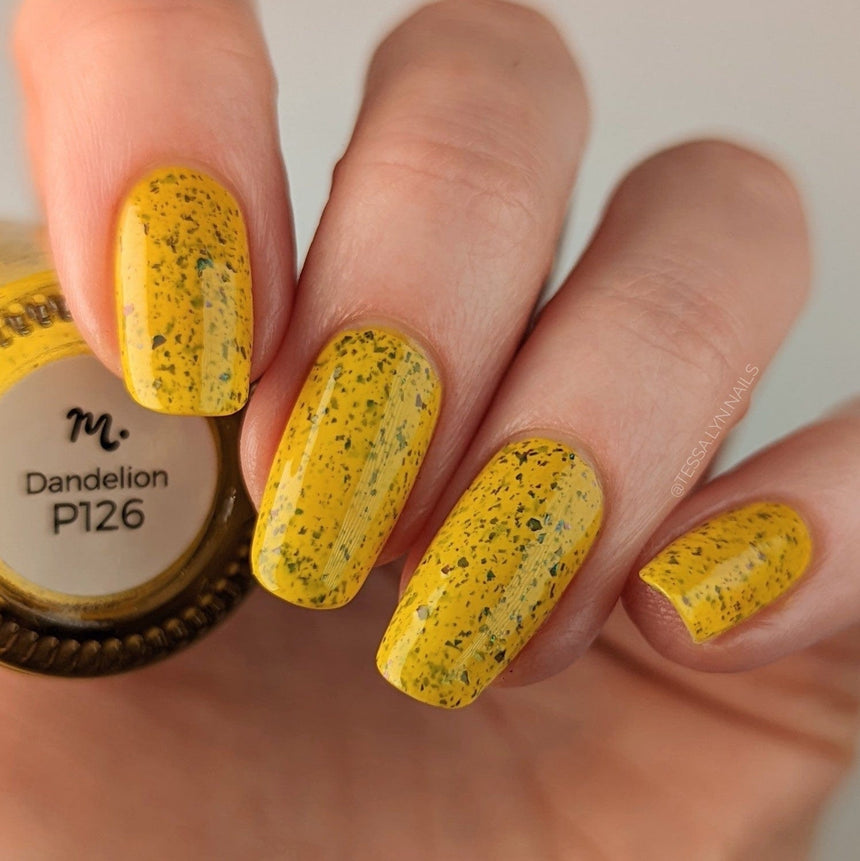 Spring Sonata: Dandelion (P126) - Mustard with Glitter Flakies Nail Polish