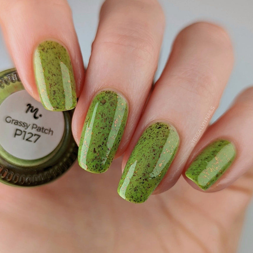 Spring Sonata: Grassy Patch (P127) - Green w/Glitter Flakies Nail Polish