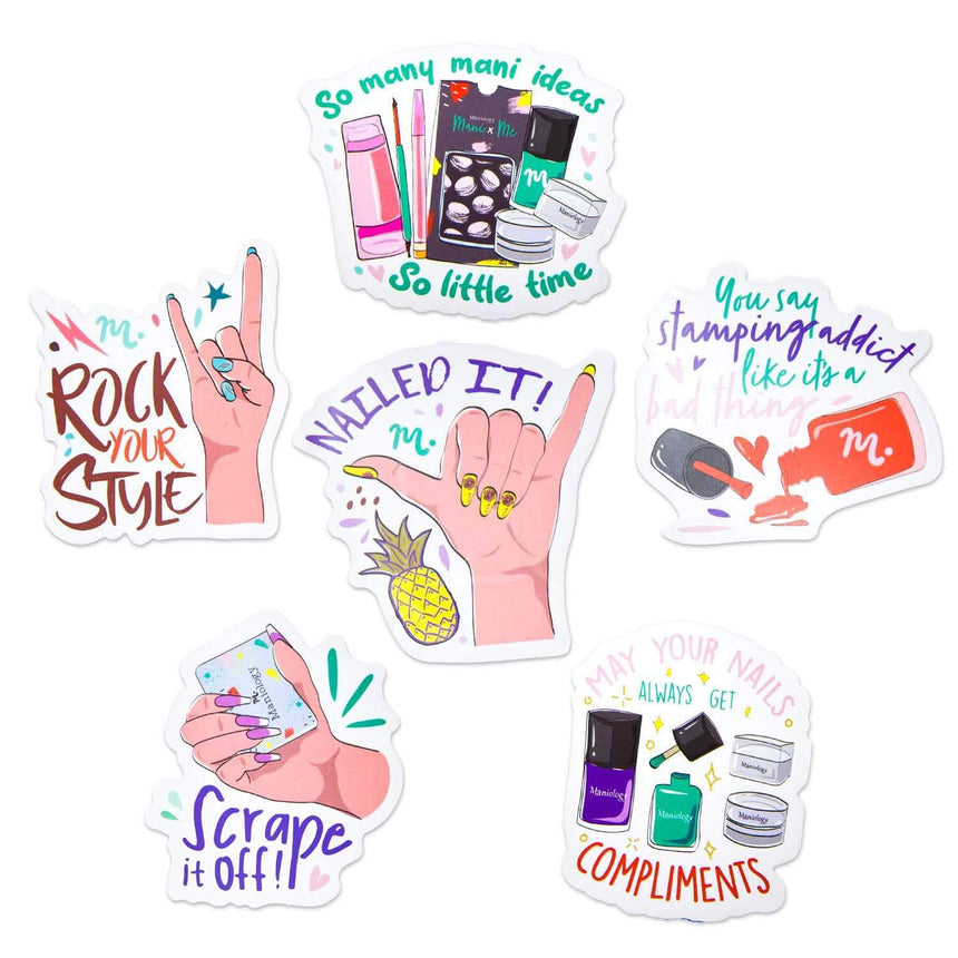 Stamping Maniology - 6pc Vinyl Branded Stickers Set - Creativity Sparks